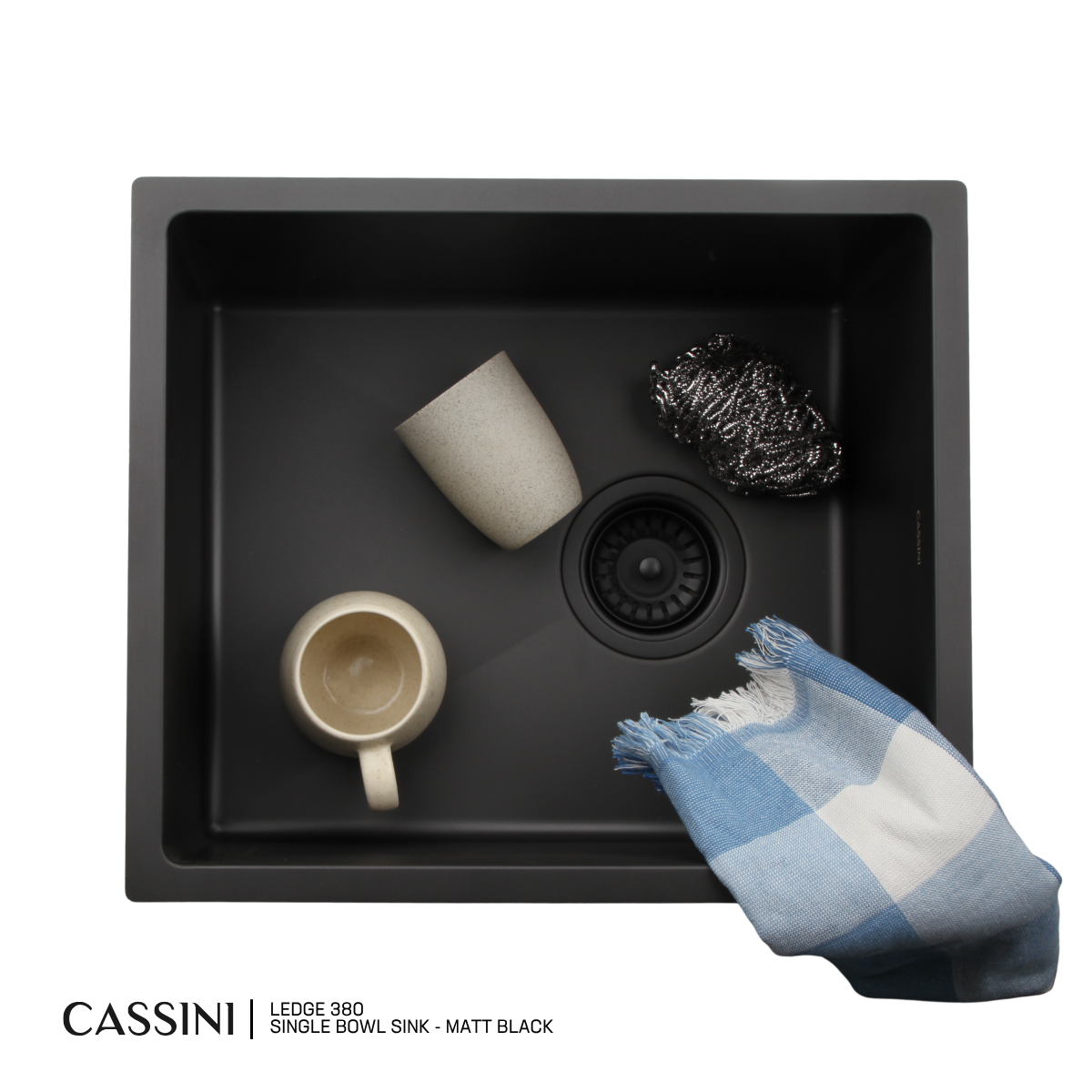 Cassini Ledge Single Bowl Sink 380mm | 304 Stainless Steel | Universal Mount