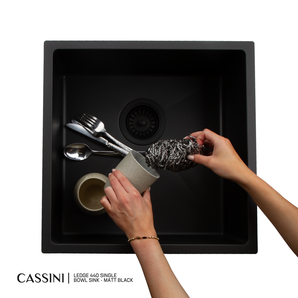Cassini Ledge Single Bowl Sink - 440mm