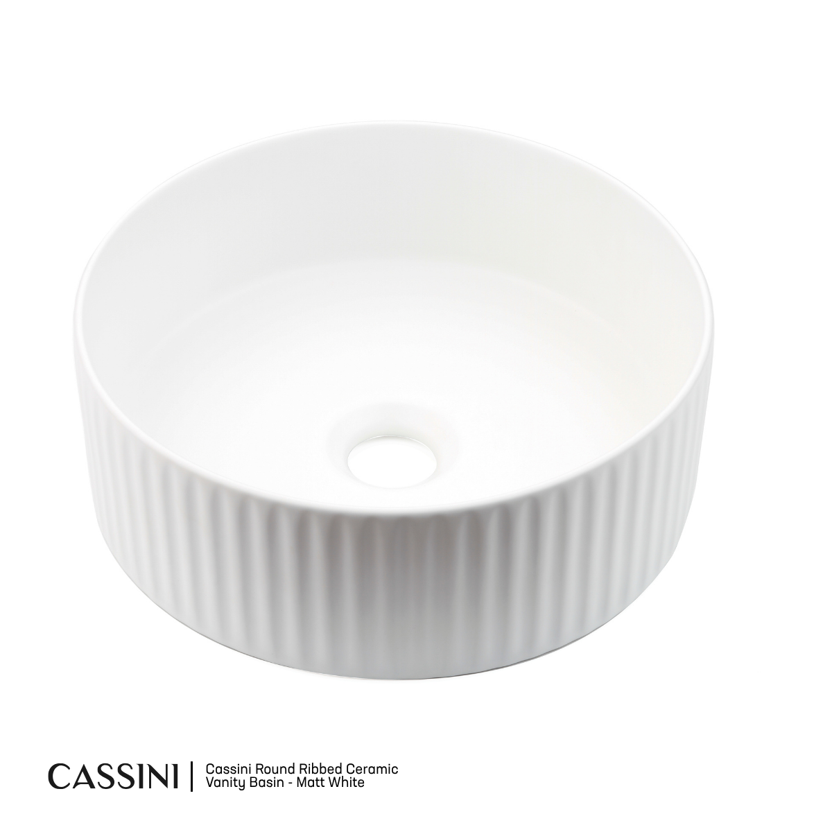 Cassini Round Ribbed Ceramic Vanity Basin