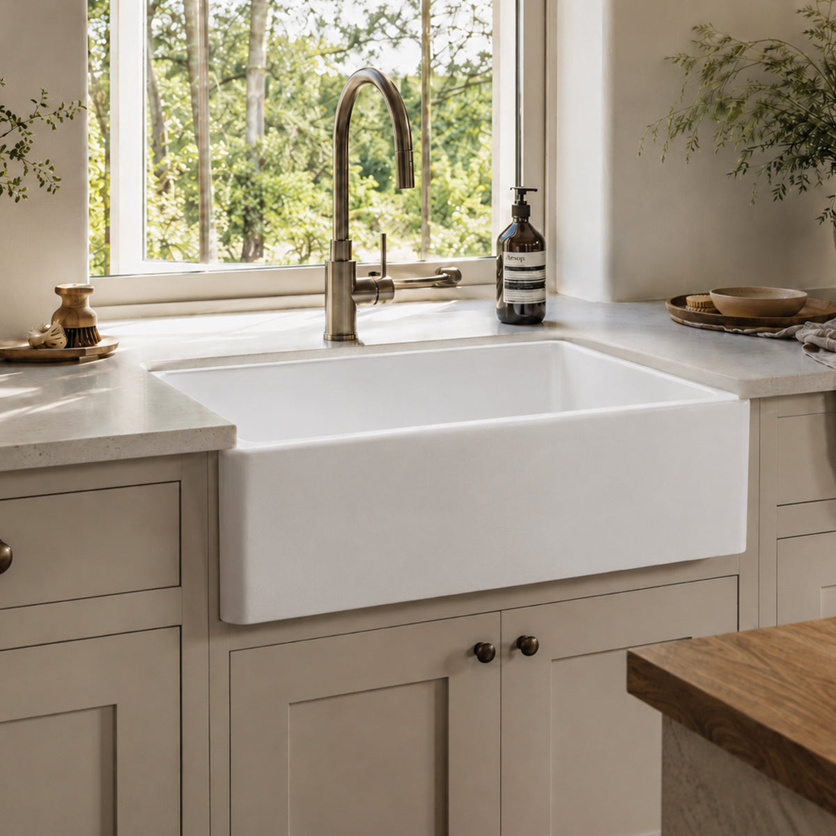 Cassini Fine Fireclay Reversible Butler Sink - Single Bowl - 610mm