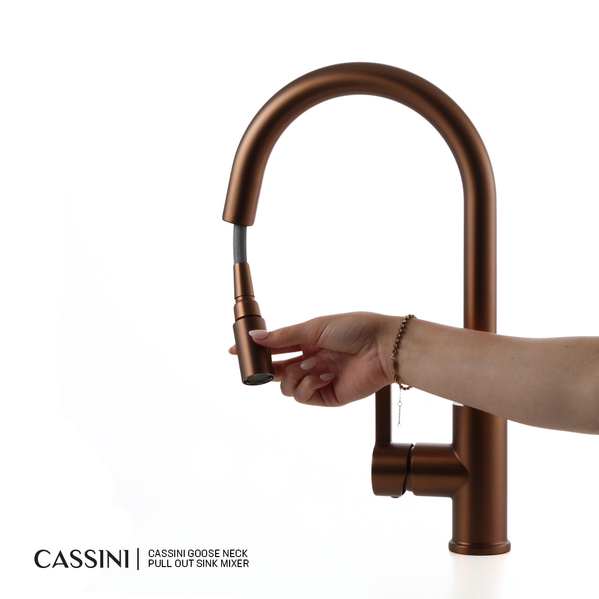 Cassini Goose Neck Pull Out Sink Mixer