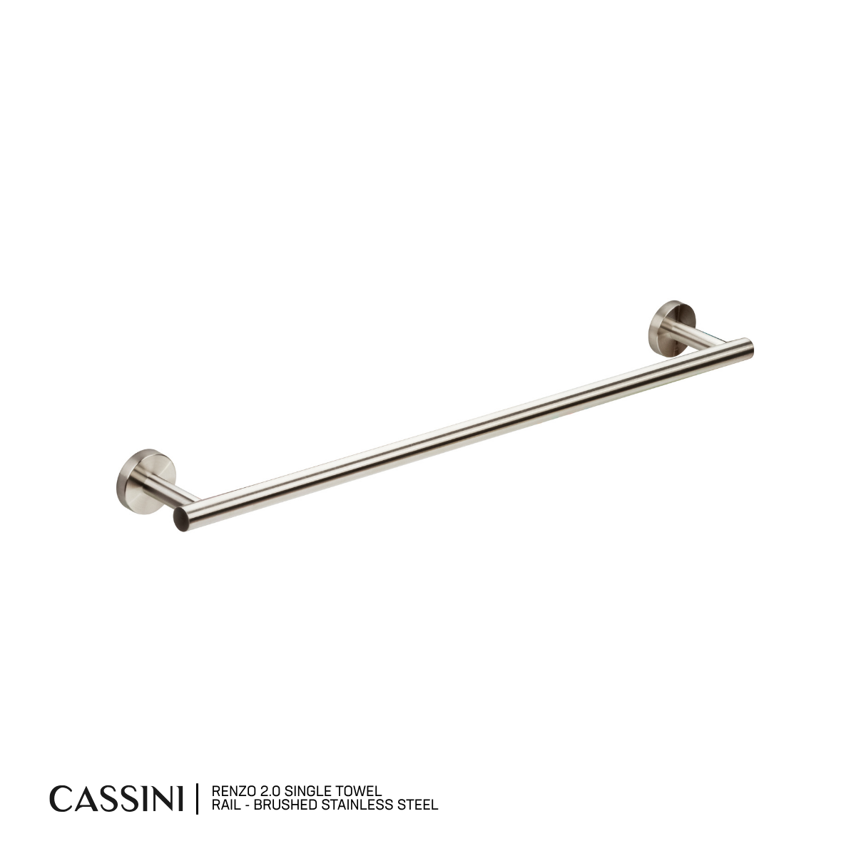Cassini Renzo 2.0 Single Towel Rail | 700mm | 304 Stainless Steel