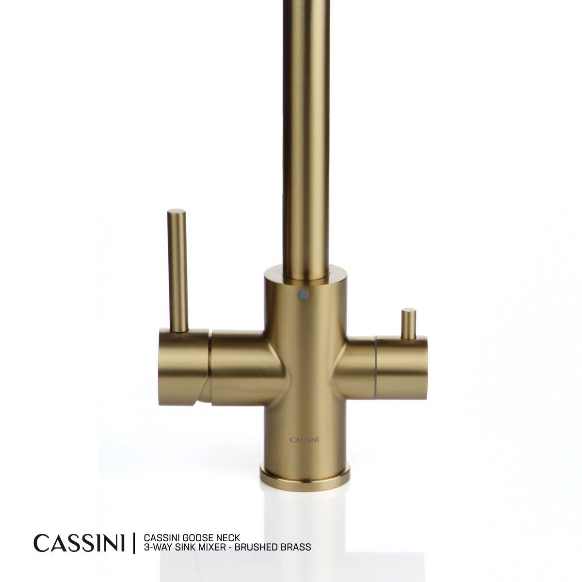 Cassini Renzo 2.0 3-Way, Hot, Cold & Filtered Gooseneck Sink Mixer | 360° Swivel