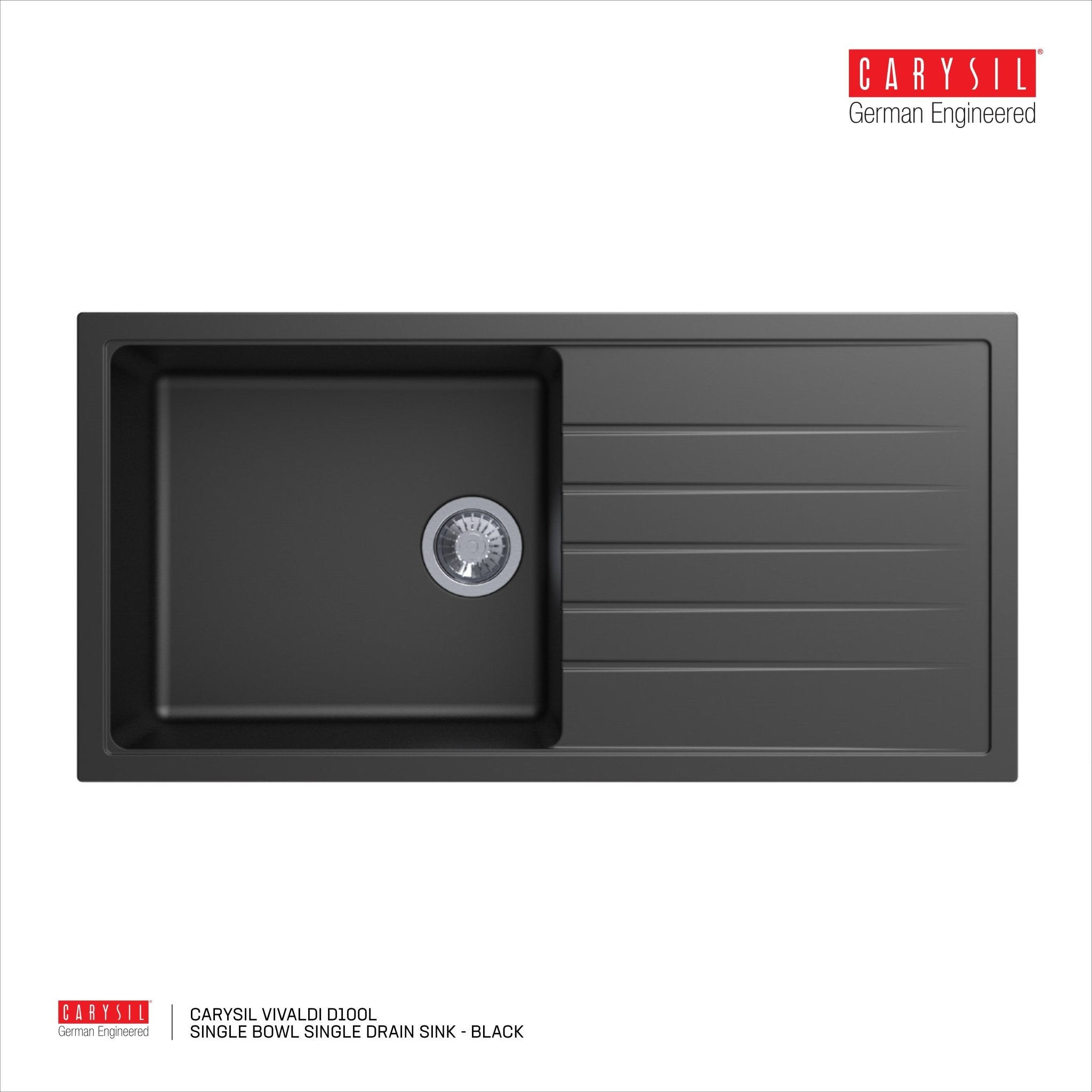 Carysil Vivaldi D100L - Single Bowl Single Drain Sink - Cassini - Sinks, Tapware & Accessories
