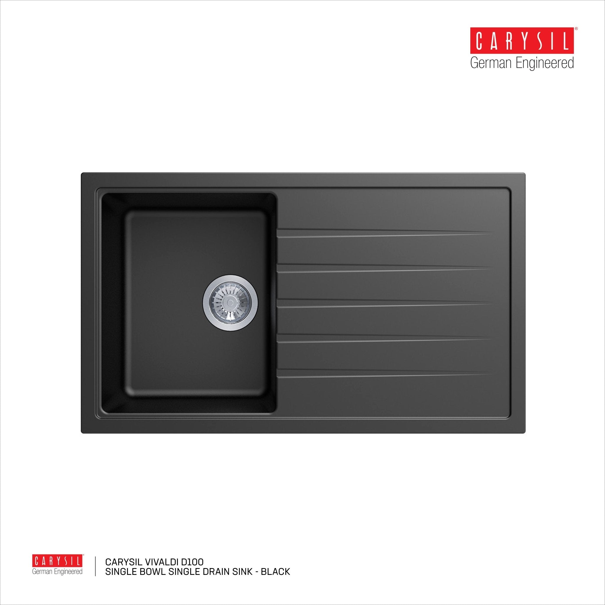 Carysil Vivaldi D100 - Single Bowl Single Drain Sink - Cassini - Sinks, Tapware & Accessories