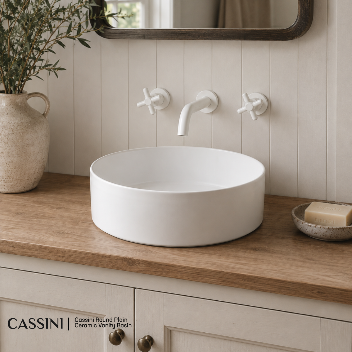 Cassini Ceramic Round Plain Vanity Basin