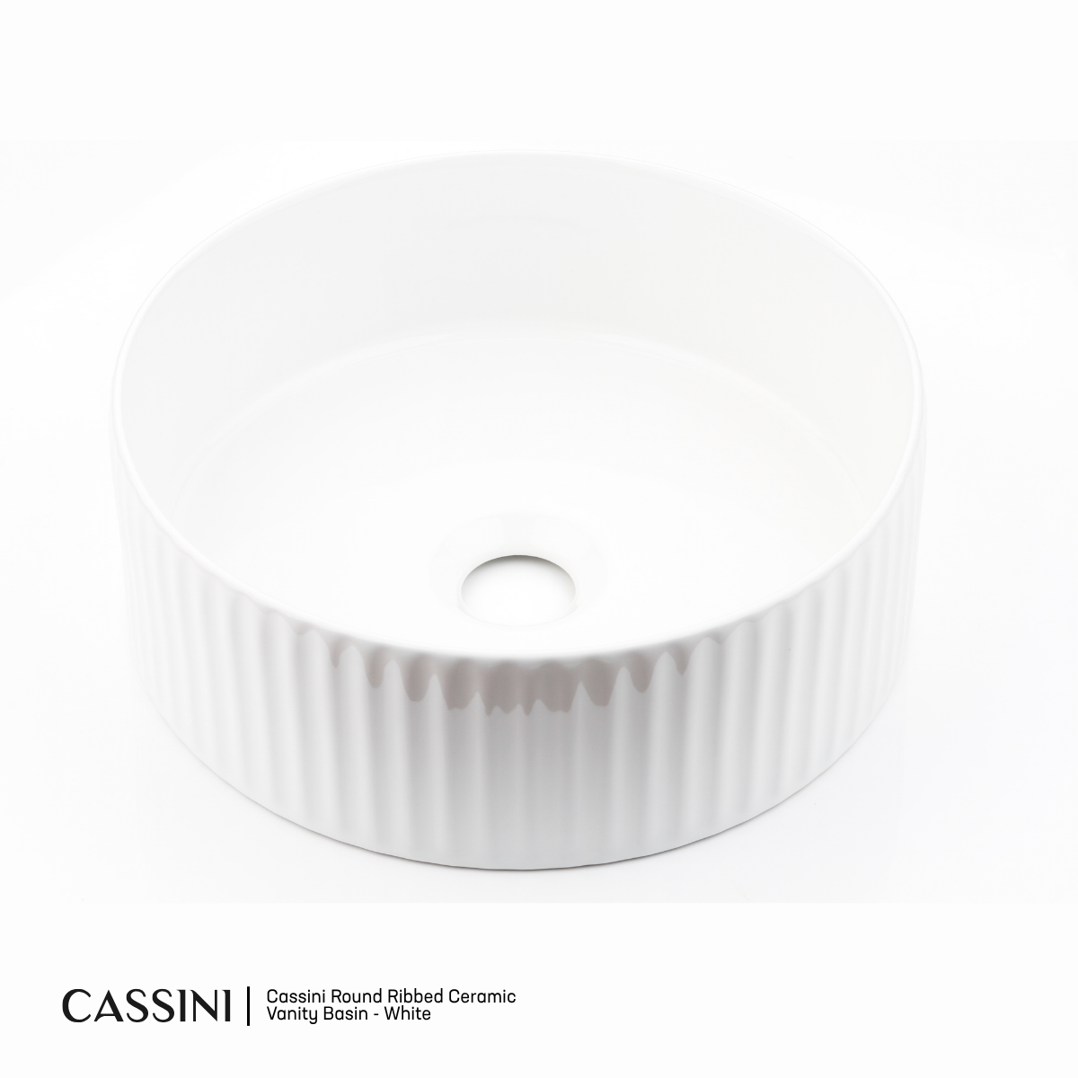 Cassini Round Ribbed Ceramic Vanity Basin