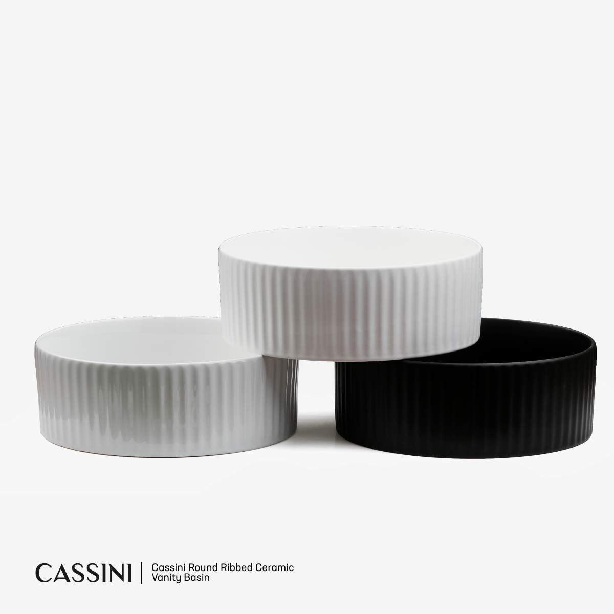 Cassini Round Ribbed Ceramic Vanity Basin