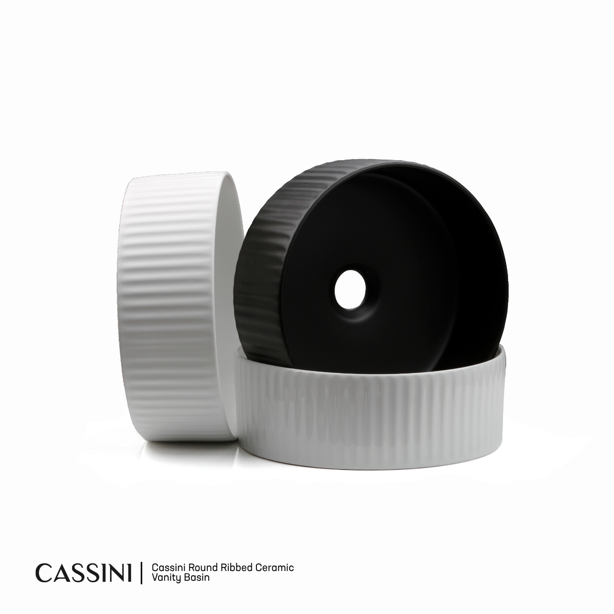 Cassini Round Ribbed Ceramic Vanity Basin