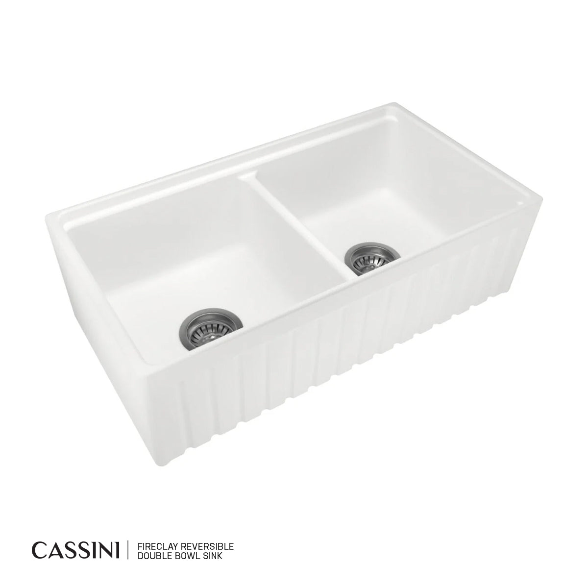 Cassini Fine Fireclay Reversible Butler Sink - Double Bowl - 838mm