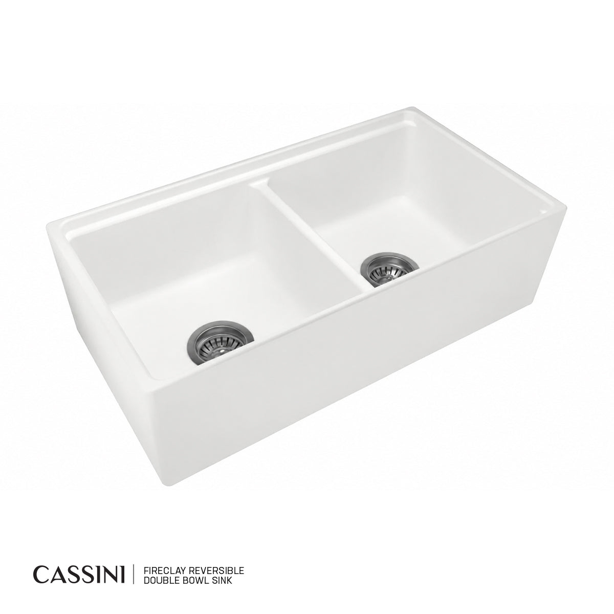 Cassini Fine Fireclay Reversible Butler Sink - Double Bowl - 838mm