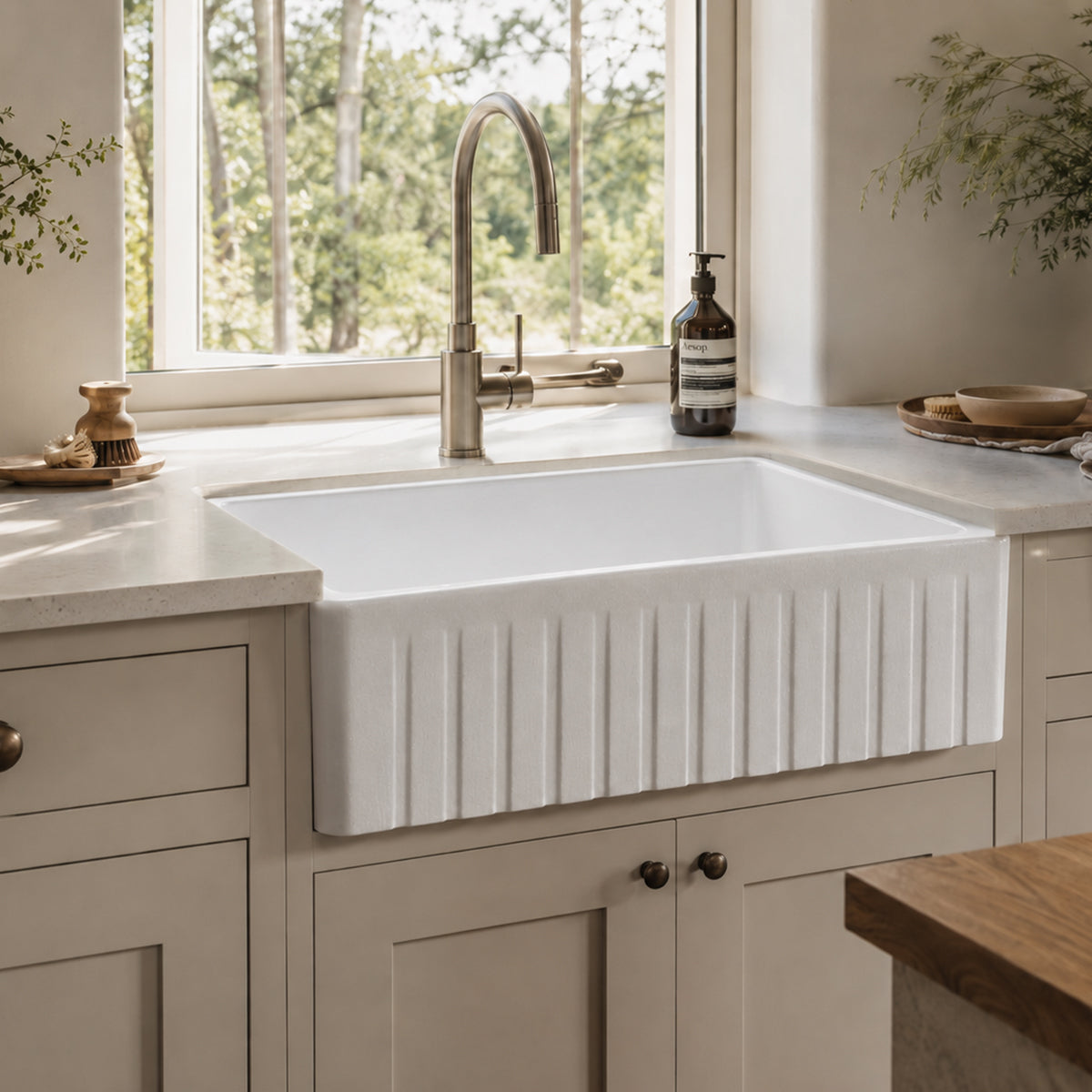 Cassini Fine Fireclay Reversible Butler Sink - Single Bowl - 610mm