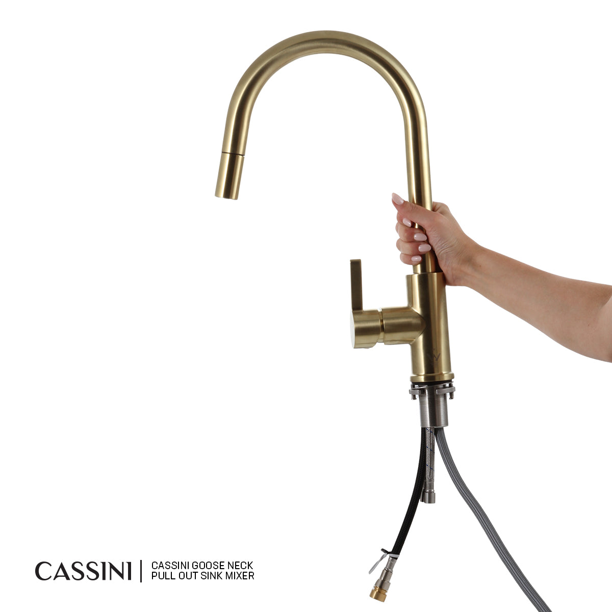 Cassini Goose Neck Pull Out Sink Mixer