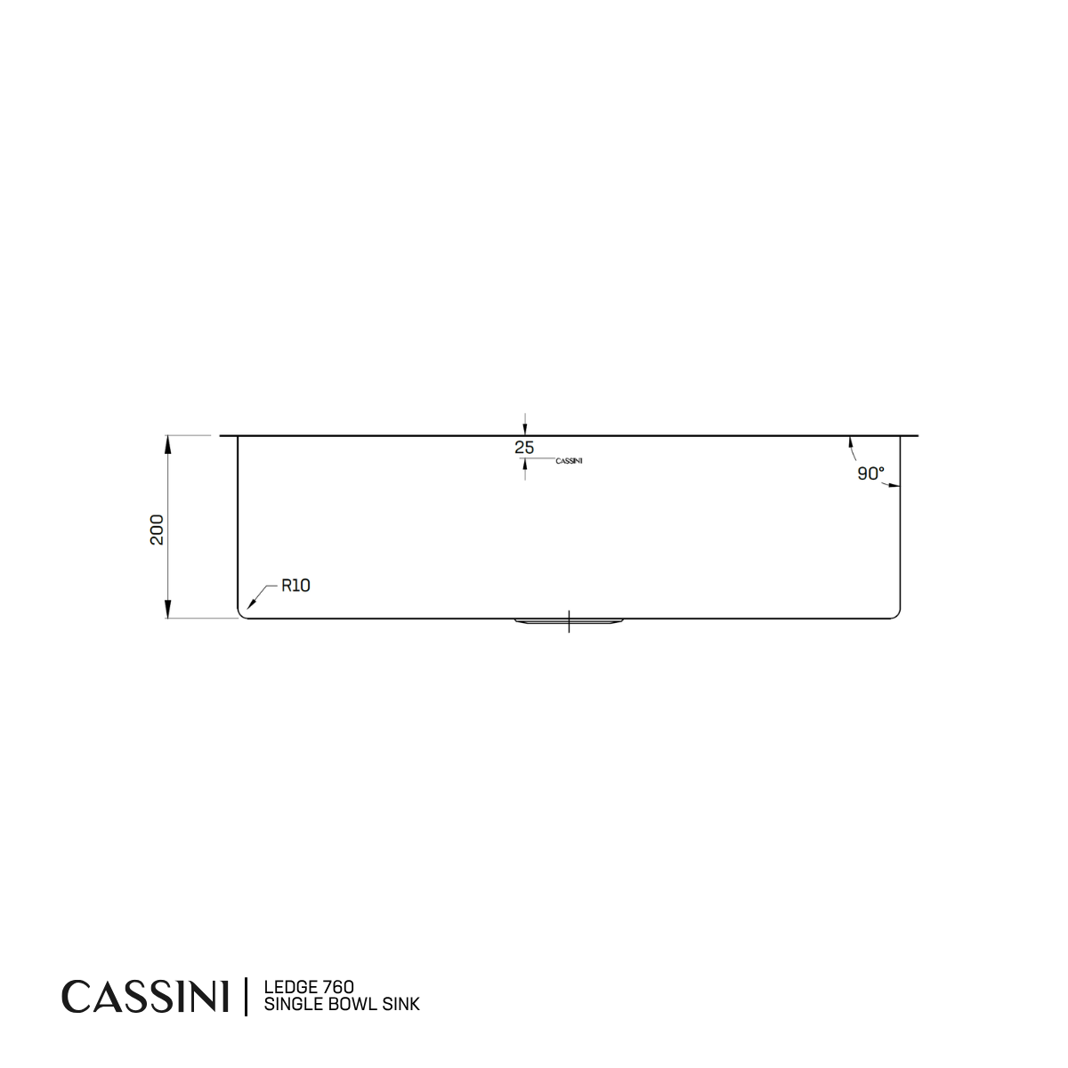 Cassini Ledge Sink Single Bowl - 760mm