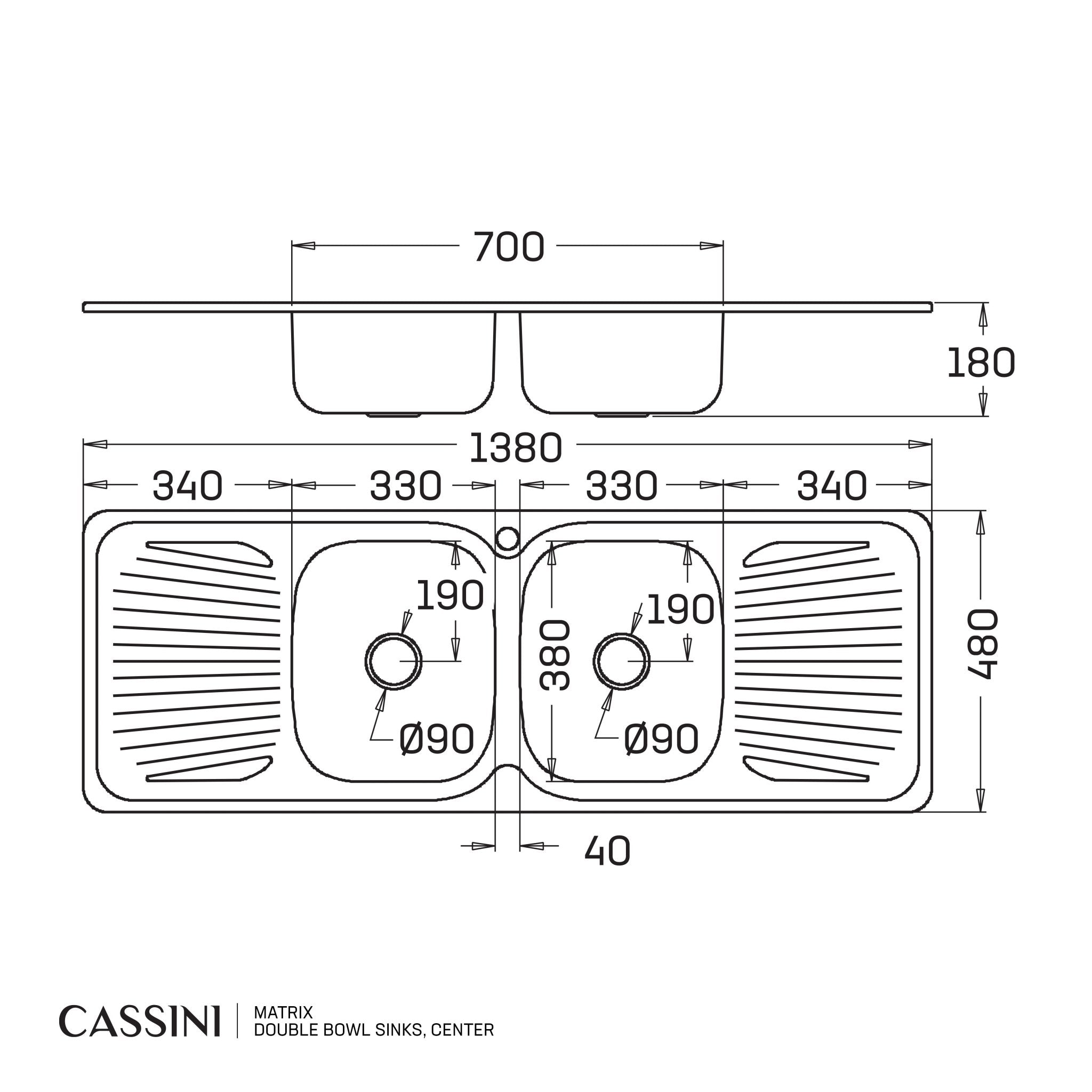 CASSINI MATRIX - Double Bowl Sinks - Cassini - Sinks, Tapware & Accessories