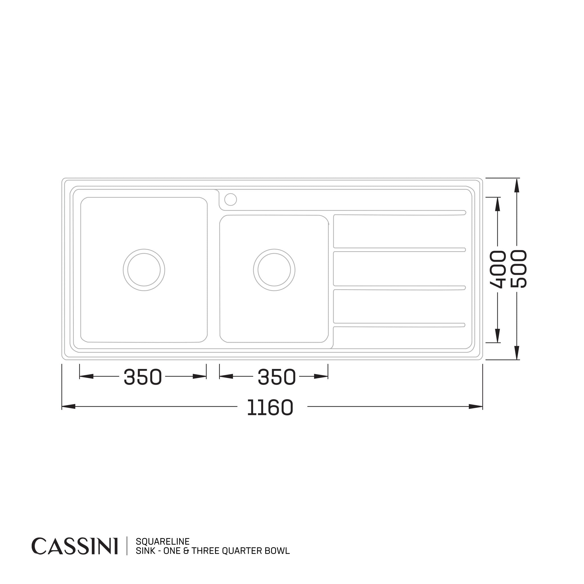 CASSINI - SquareLine Sink - One & Three Quarter Bowl - Cassini - Sinks, Tapware & Accessories